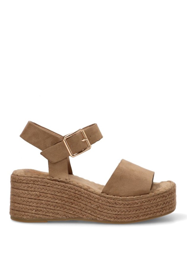 Sandalia CF-5764 de mujer Luna Collection con cuña media en kakhi