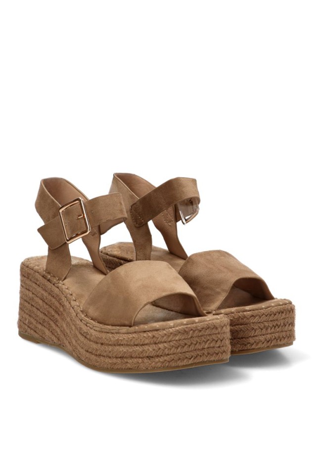 Sandalia CF-5764 de mujer Luna Collection con cuña media en kakhi