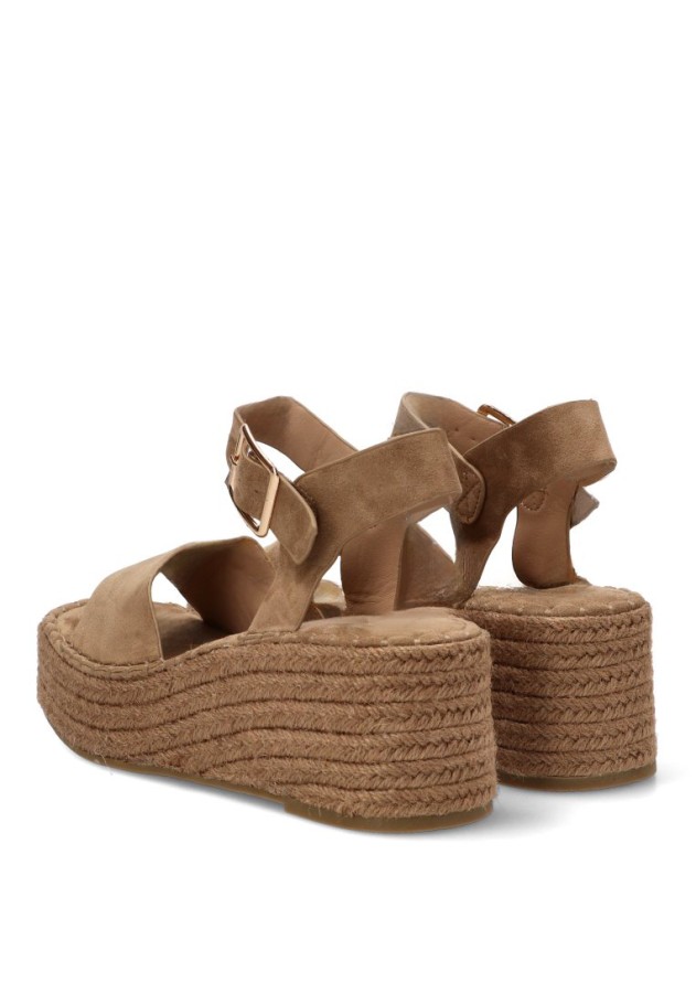 Sandalia CF-5764 de mujer Luna Collection con cuña media en kakhi