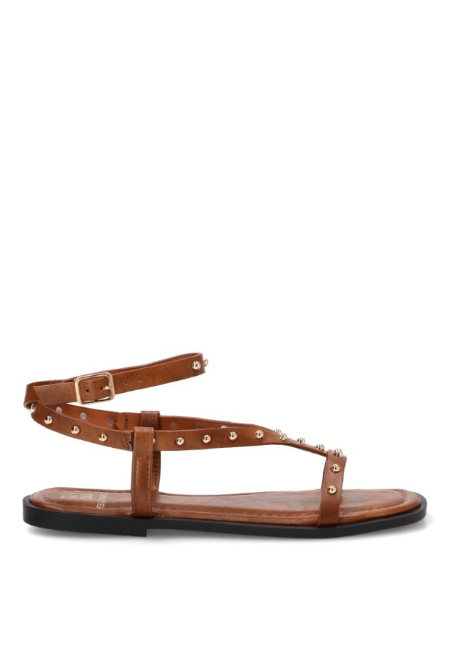 Sandalia con tachuelas y suela plana de mujer HG-5806