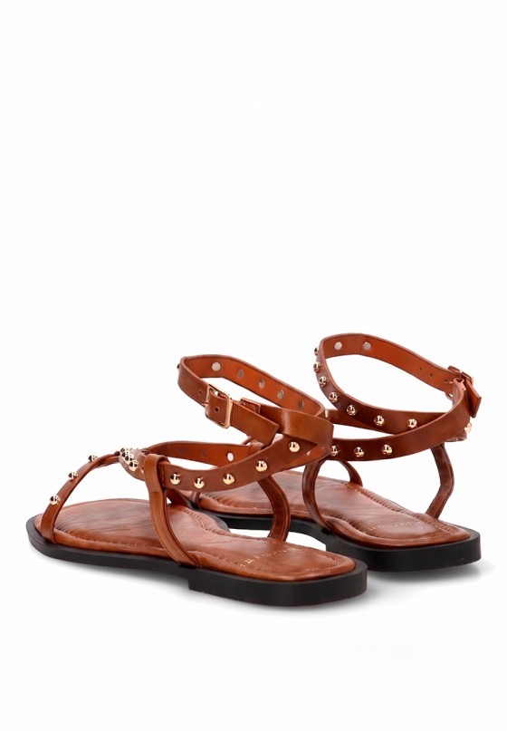 Sandalia con tachuelas y suela plana de mujer HG-5806