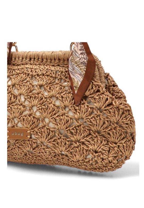 Bolso bandolera pequeño natural de mujer Luna Collection con rafia AXXR260255