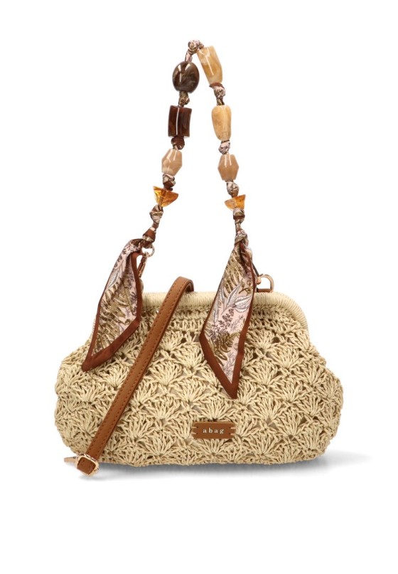 Bolso bandolera pequeña de rafia beige para mujer Luna Collection AXXR260255