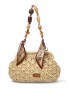 Bolso bandolera pequeña de rafia beige para mujer Luna Collection AXXR260255