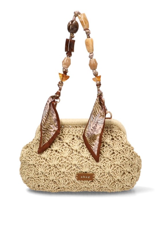 Bolso bandolera pequeña de rafia beige para mujer Luna Collection AXXR260255