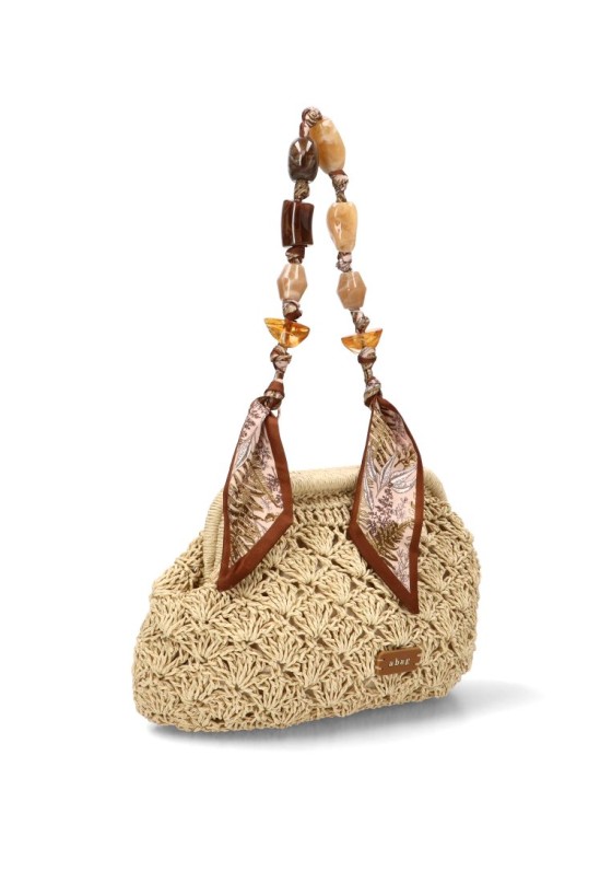 Bolso bandolera pequeña de rafia beige para mujer Luna Collection AXXR260255