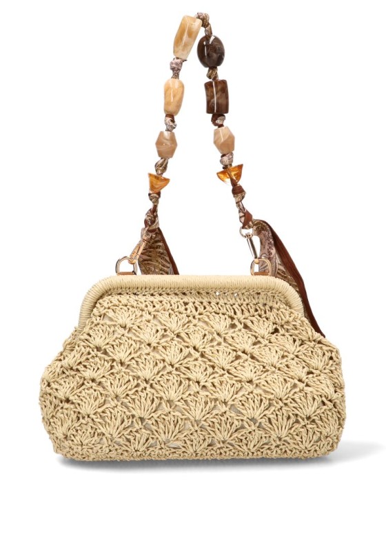 Bolso bandolera pequeña de rafia beige para mujer Luna Collection AXXR260255