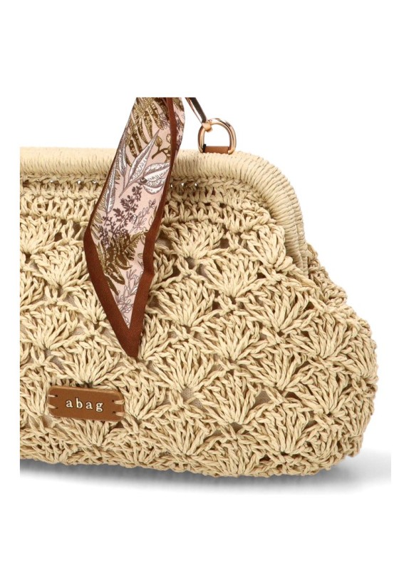 Bolso bandolera pequeña de rafia beige para mujer Luna Collection AXXR260255