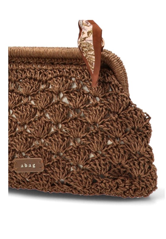 Bolso bandolera pequeño de rafia marrón para mujer AXXR260255