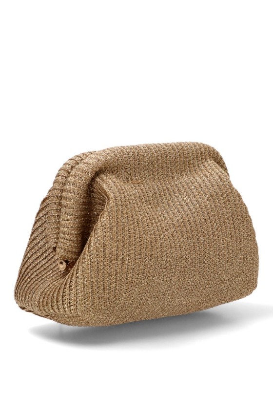 Bolso bandolera pequeña de rafia color oro de mujer YULIA LZ 25809-1
