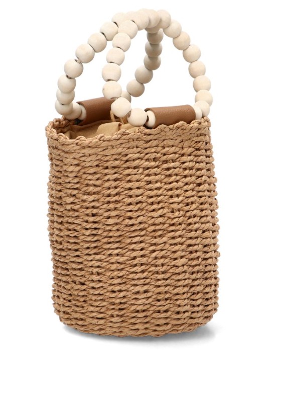 Bolso bombonera rafia natural con asa de bolas para mujer YULIA LZ 030601