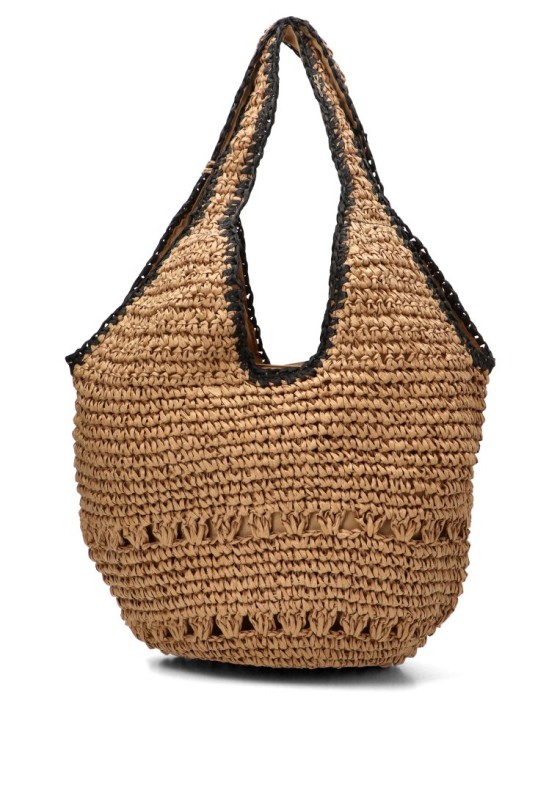 Bolso de rafia con colgante kakhi YULIA LZ 25909-3 para mujer