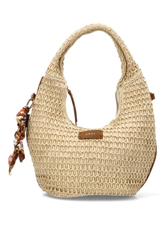 Bolso con rafia beige de mujer AXXR260223 Luna Collection