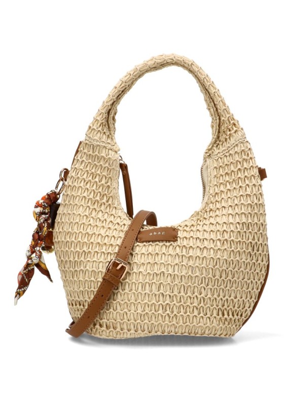 Bolso con rafia beige de mujer AXXR260223 Luna Collection
