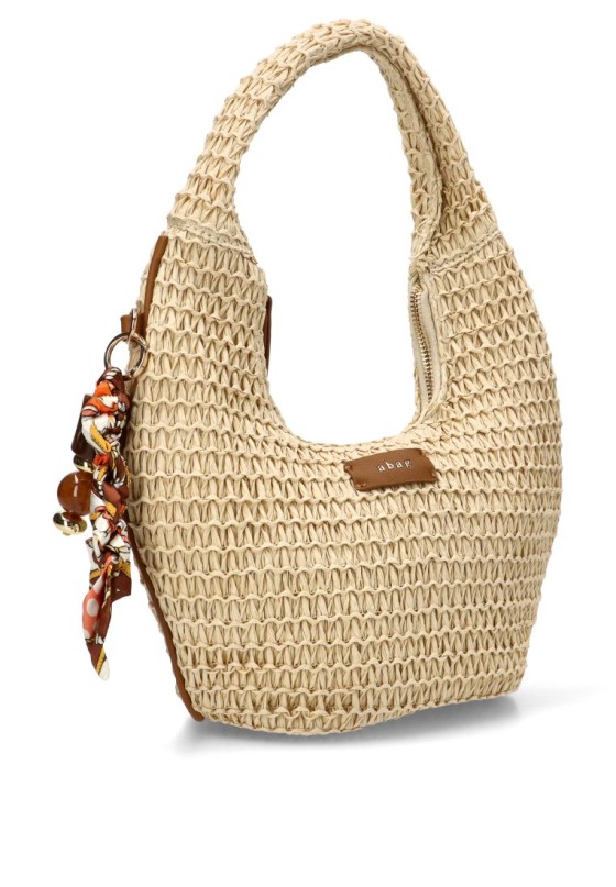 Bolso con rafia beige de mujer AXXR260223 Luna Collection