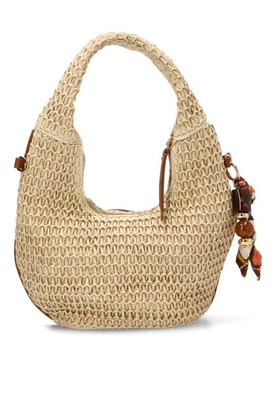 Bolso con rafia beige de mujer AXXR260223 Luna Collection