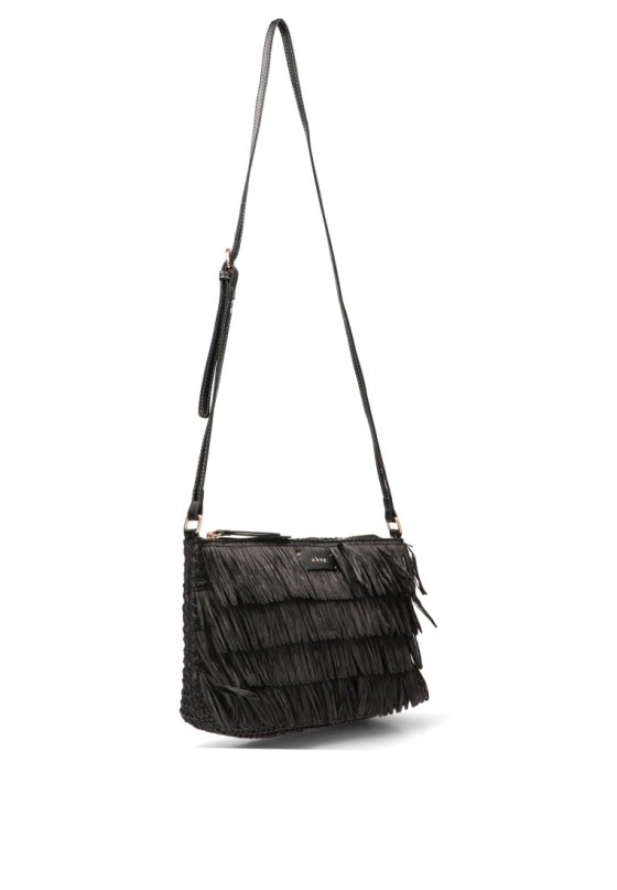 Bolso bandolera pequeño con rafia y flecos de mujer AXZQ260215