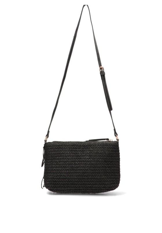 Bolso bandolera pequeño con rafia y flecos de mujer AXZQ260215