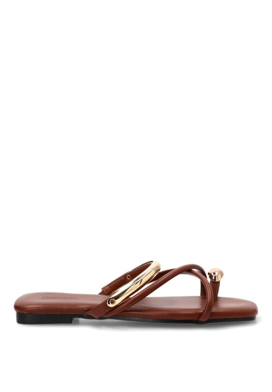 Sandalia plana Cereza P118 para mujer en camel