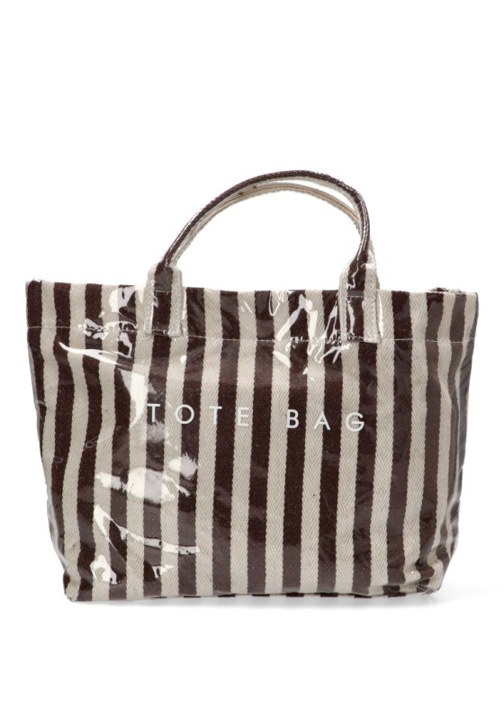 Bolsa de playa rayas marrón y beige de mujer Luna Collection ZYL22075