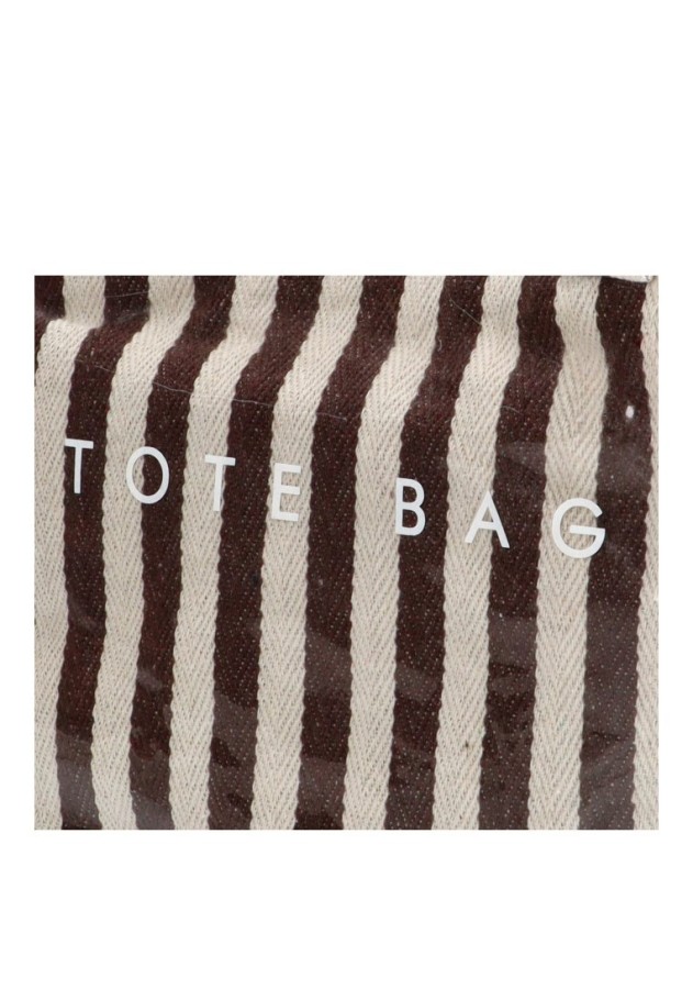 Bolsa de playa rayas marrón y beige de mujer Luna Collection ZYL22075