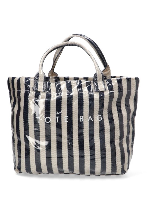 Bolsa de playa con rayas finas en azul y beige de mujer Luna Collection ZYL22075