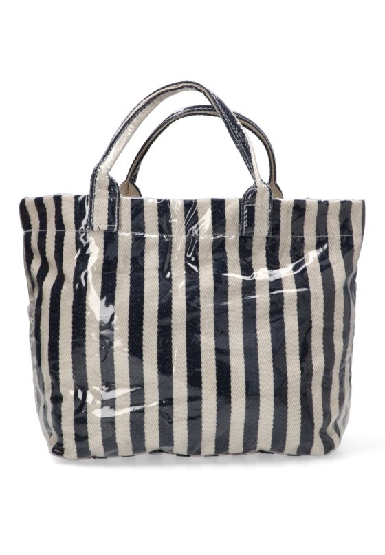 Bolsa de playa con rayas finas en azul y beige de mujer Luna Collection ZYL22075