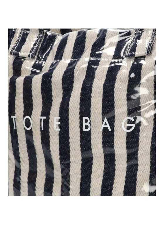Bolsa de playa con rayas finas en azul y beige de mujer Luna Collection ZYL22075