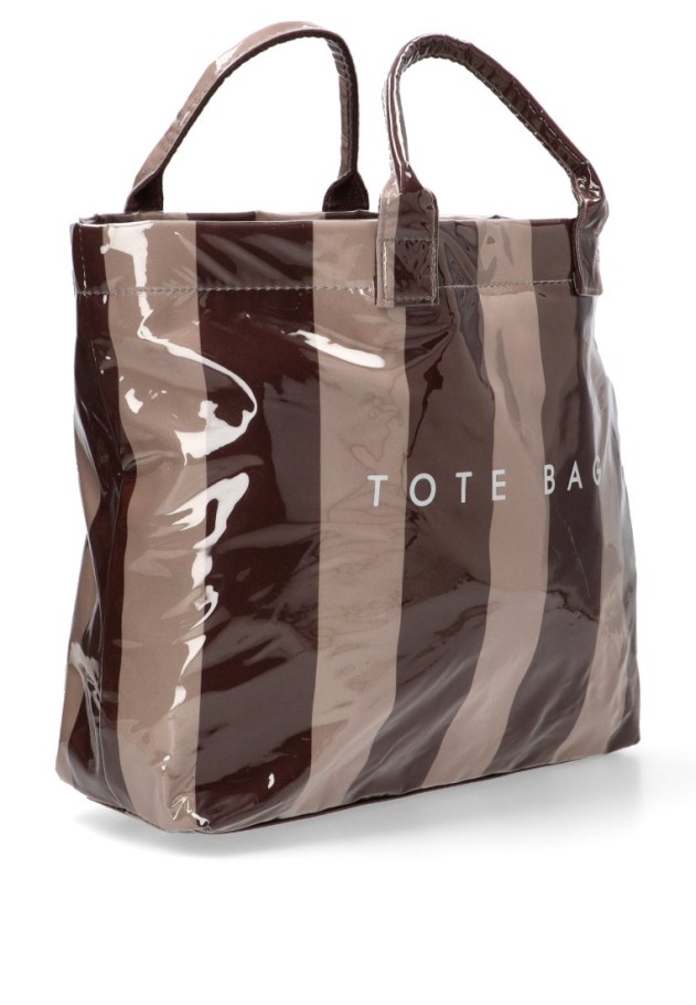 Bolsa de playa textil con rayas marrón y camel de mujer Luna Collection ZYL220118