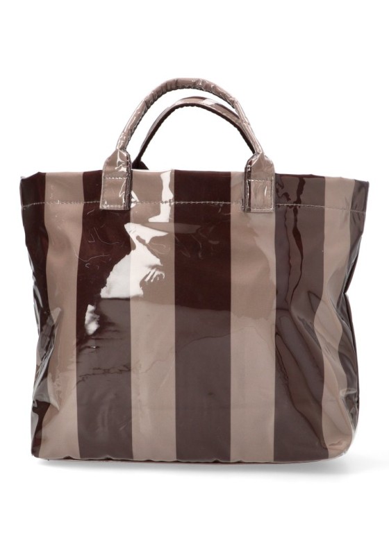 Bolsa de playa textil con rayas marrón y camel de mujer Luna Collection ZYL220118