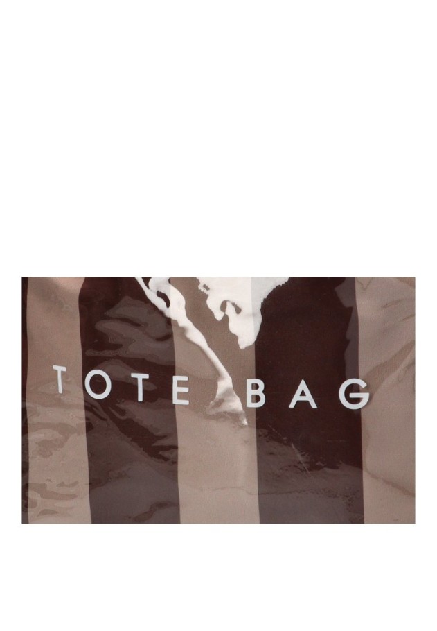 Bolsa de playa textil con rayas marrón y camel de mujer Luna Collection ZYL220118