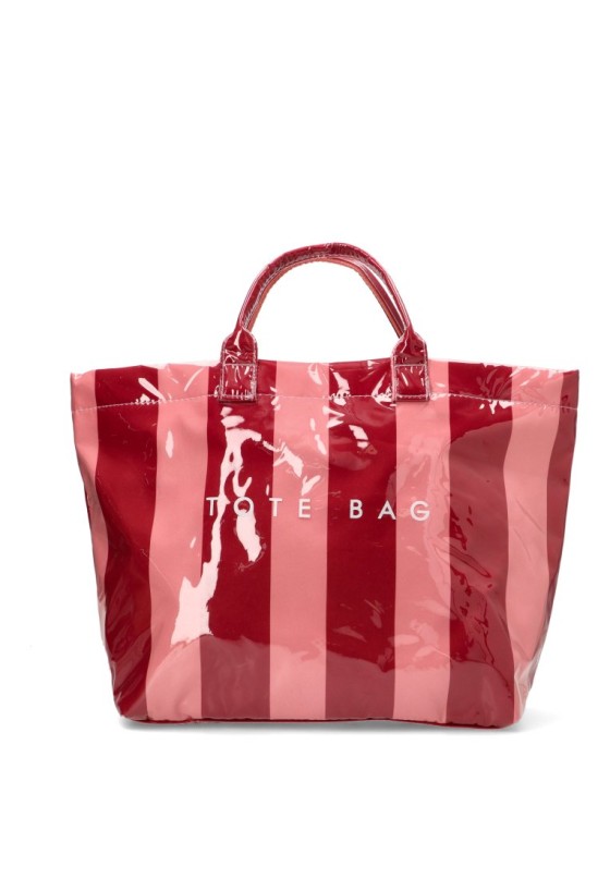 Bolsa playa de mujer Luna Collection ZYL220118 rosa con rayas anchas