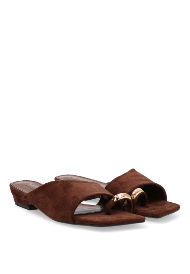 Sandalia marrón con tacón medio de mujer SORAIA modelo TC-2A038