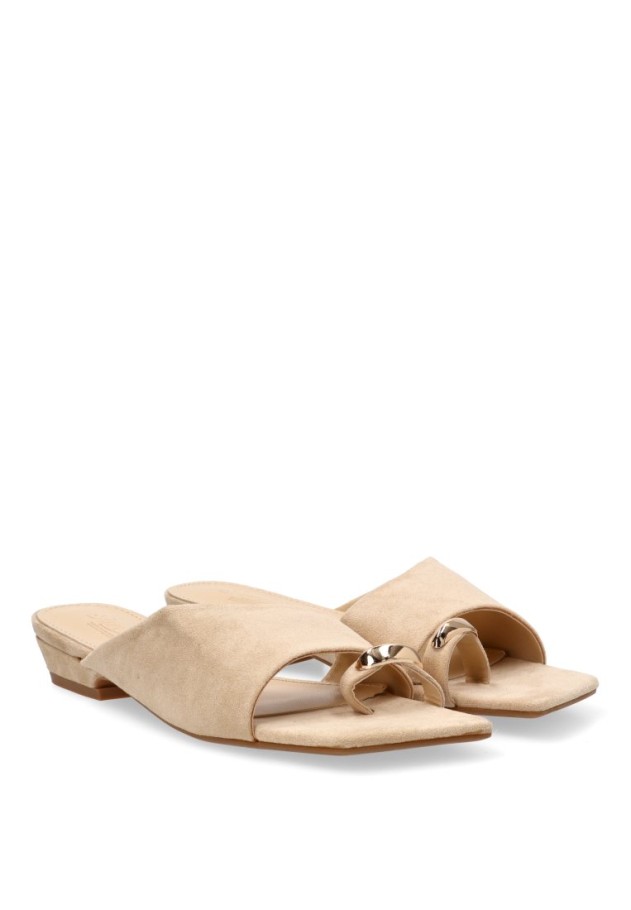 Sandalia beige con tacón medio de mujer SORAIA TC-2A038