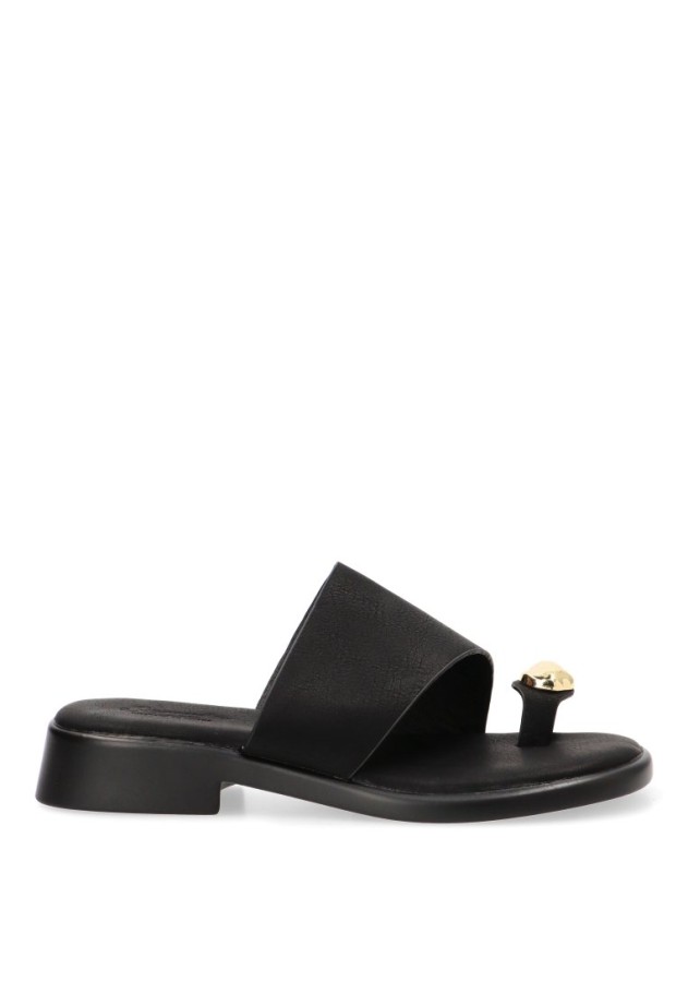 Sandalia negra de mujer SORAIA SJ-2A041 con tacón medio