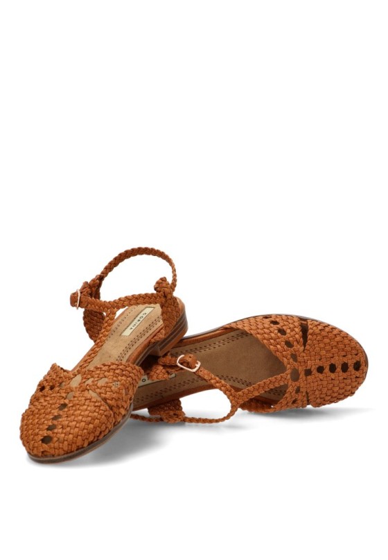 Sandalia de cuero sintético con suela plana para mujer LUNA TREND M6391