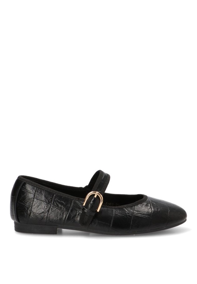 Bailarina negra con hebilla y suela plana de mujer Luna Collection YS-6161