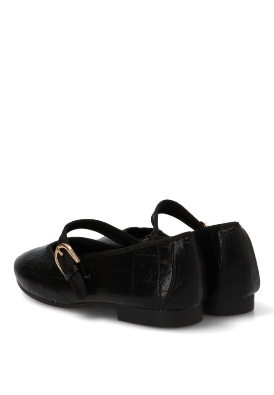 Bailarina negra con hebilla y suela plana de mujer Luna Collection YS-6161