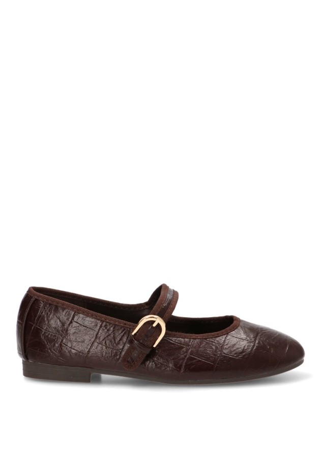 Bailarina café con suela plana para mujer Luna Collection YS-6161