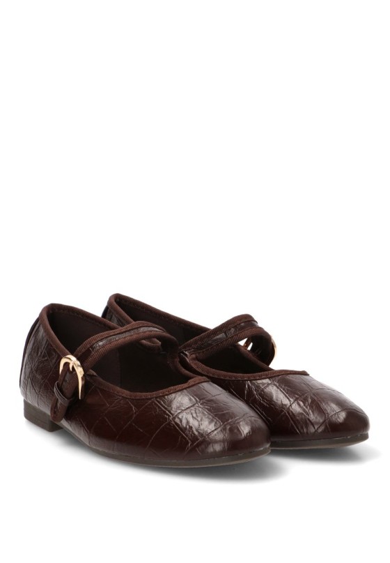 Bailarina café con suela plana para mujer Luna Collection YS-6161