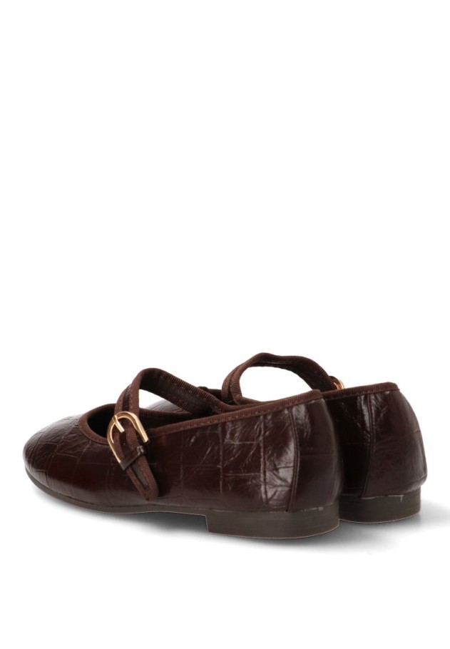 Bailarina café con suela plana para mujer Luna Collection YS-6161
