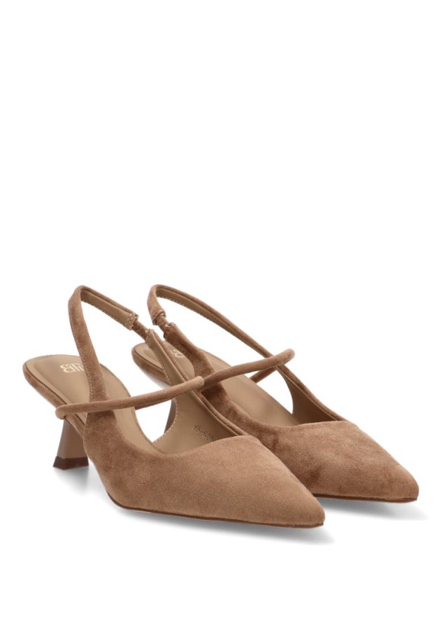 Salón destalonado de mujer Luna Collection BS-6056 beige con tacón medio