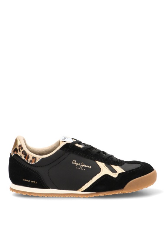 Deportivo textil negro con suela plana para mujer PEPE JEANS PGS400023