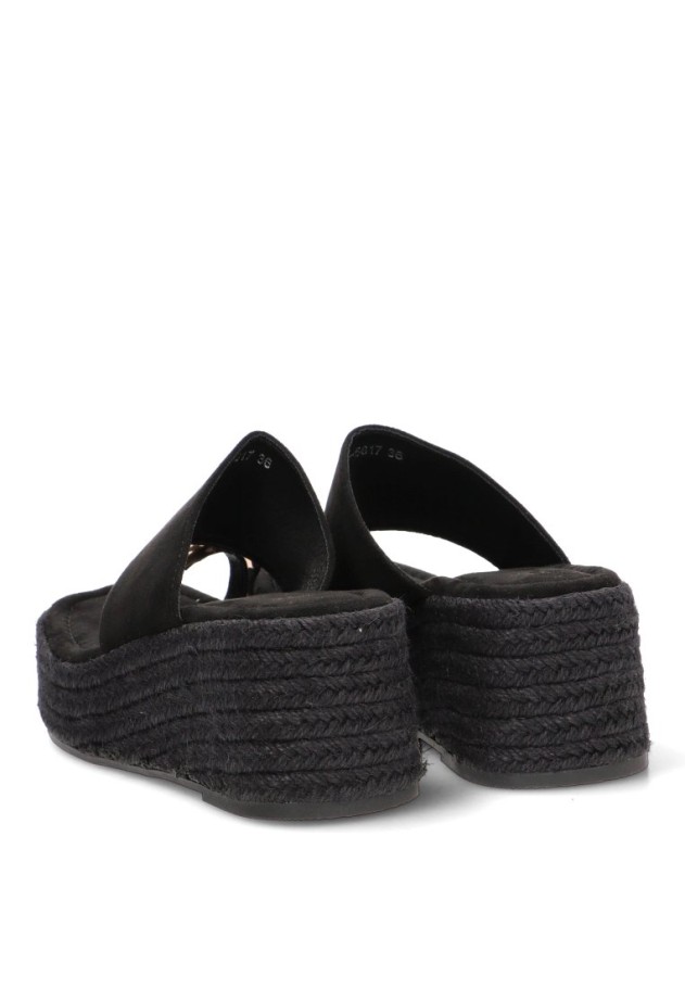 Sandalia de mujer CF-5617 en negro con cuña de yute