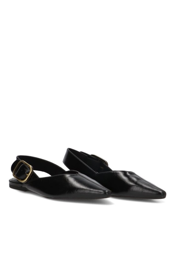 Bailarina destalonada XTI 146399 para mujer en negro con hebilla y suela plana