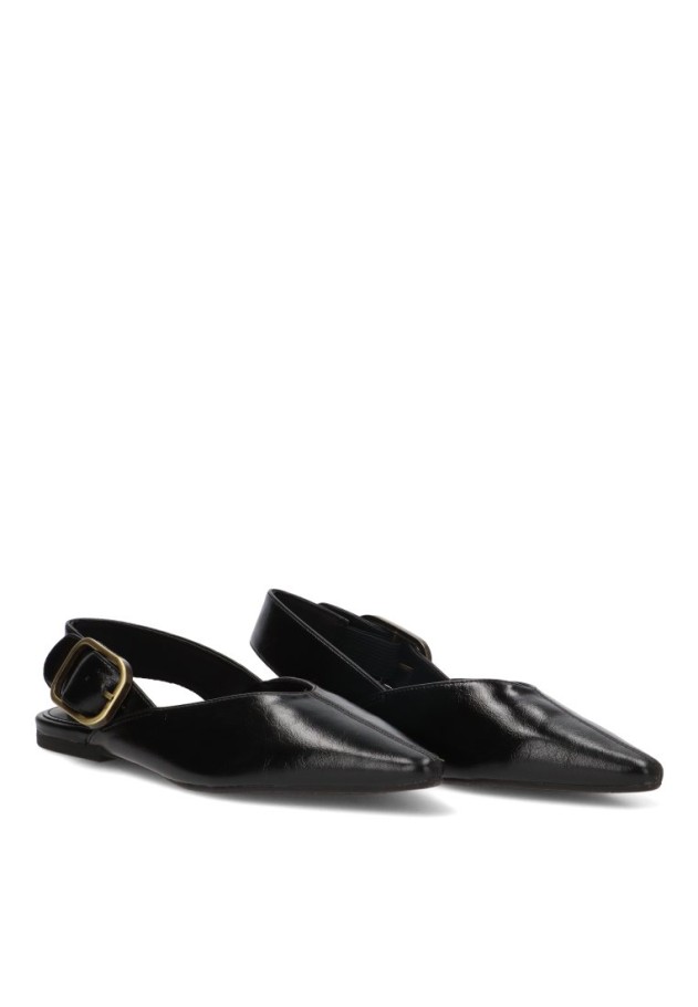 Bailarina destalonada XTI 146399 para mujer en negro con hebilla y suela plana