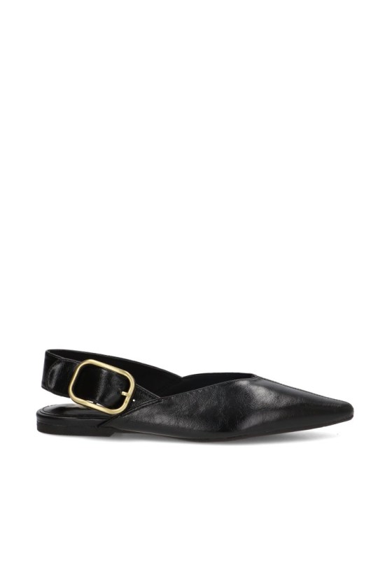 Bailarina destalonada XTI 146399 para mujer en negro con hebilla y suela plana