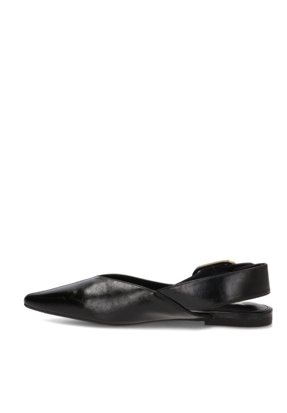 Bailarina destalonada XTI 146399 para mujer en negro con hebilla y suela plana