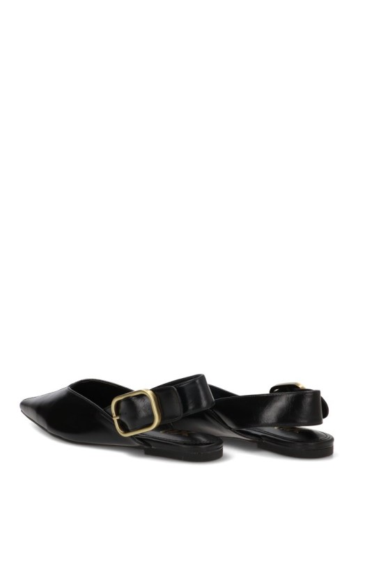 Bailarina destalonada XTI 146399 para mujer en negro con hebilla y suela plana