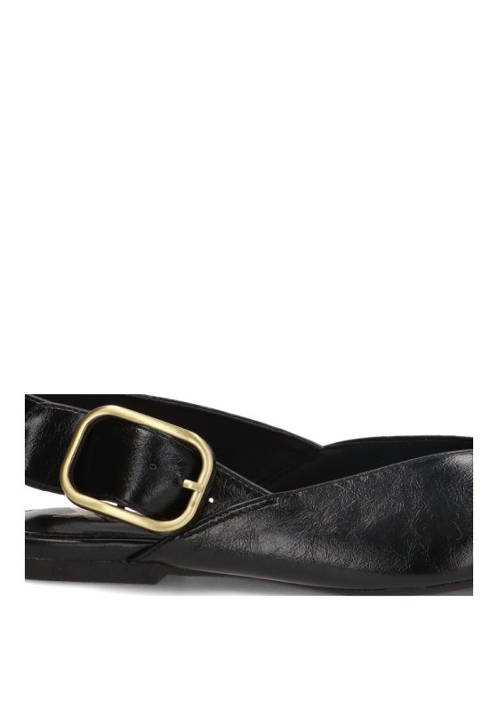 Bailarina destalonada XTI 146399 para mujer en negro con hebilla y suela plana